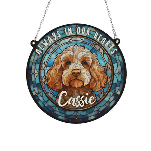 Cockapoo Golden Memorial Stained Glass Effect Suncatcher